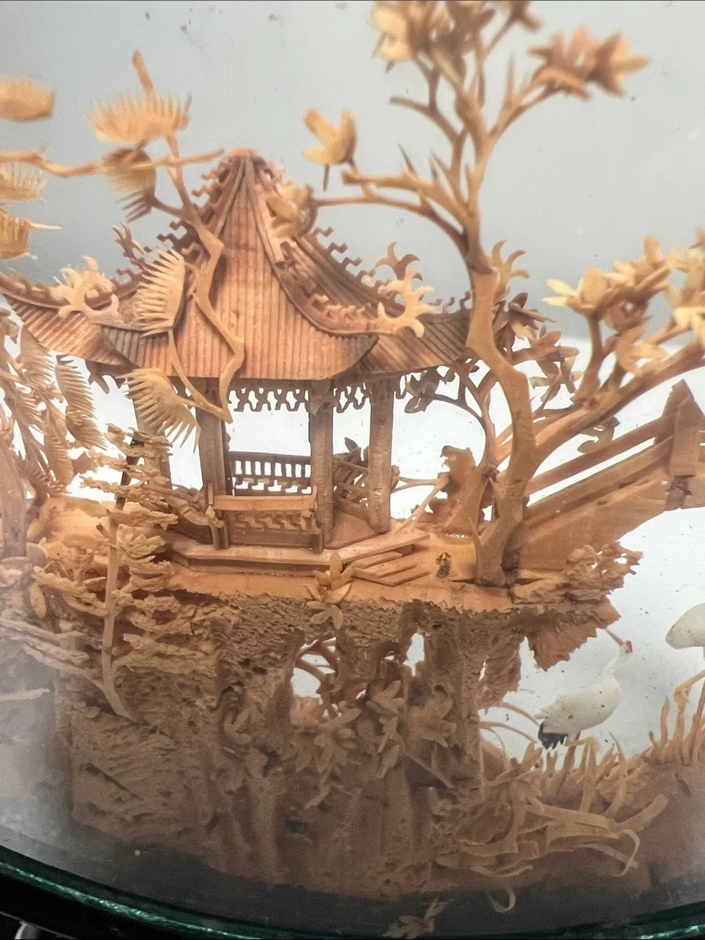 1970/80s Vintage Chinese Handcrafted Corkwood Diorama - With Chinese Man FIgurin